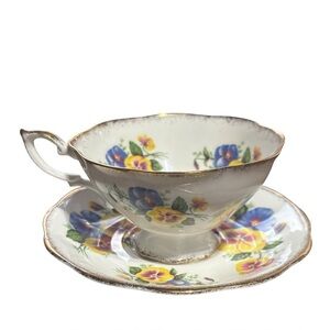 Vintage Royal Standard Pansies Fine Bone China England Teacup and Saucer